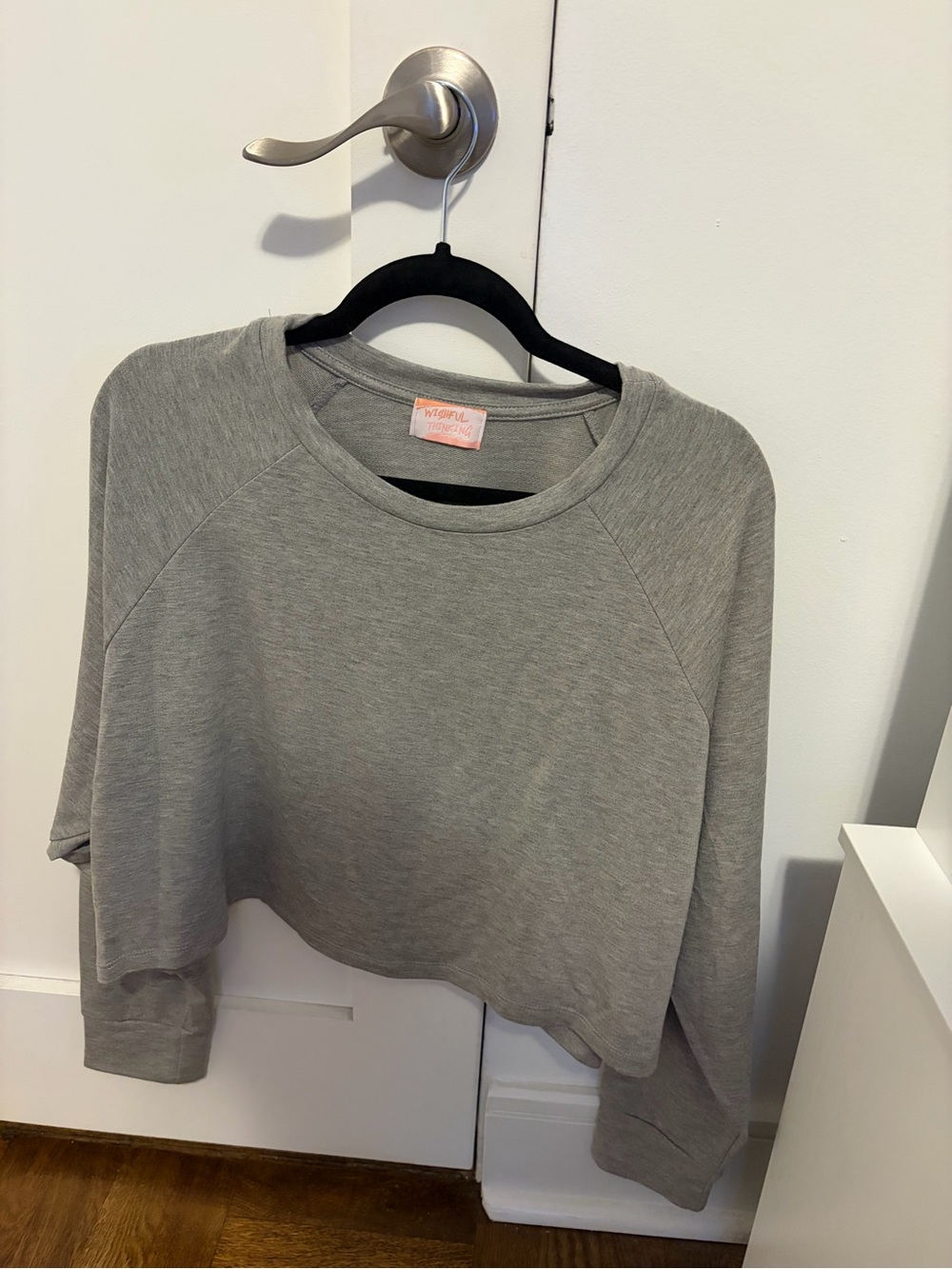 Lightweight Gray Cropped Sweatshirt - Wishful Thinking